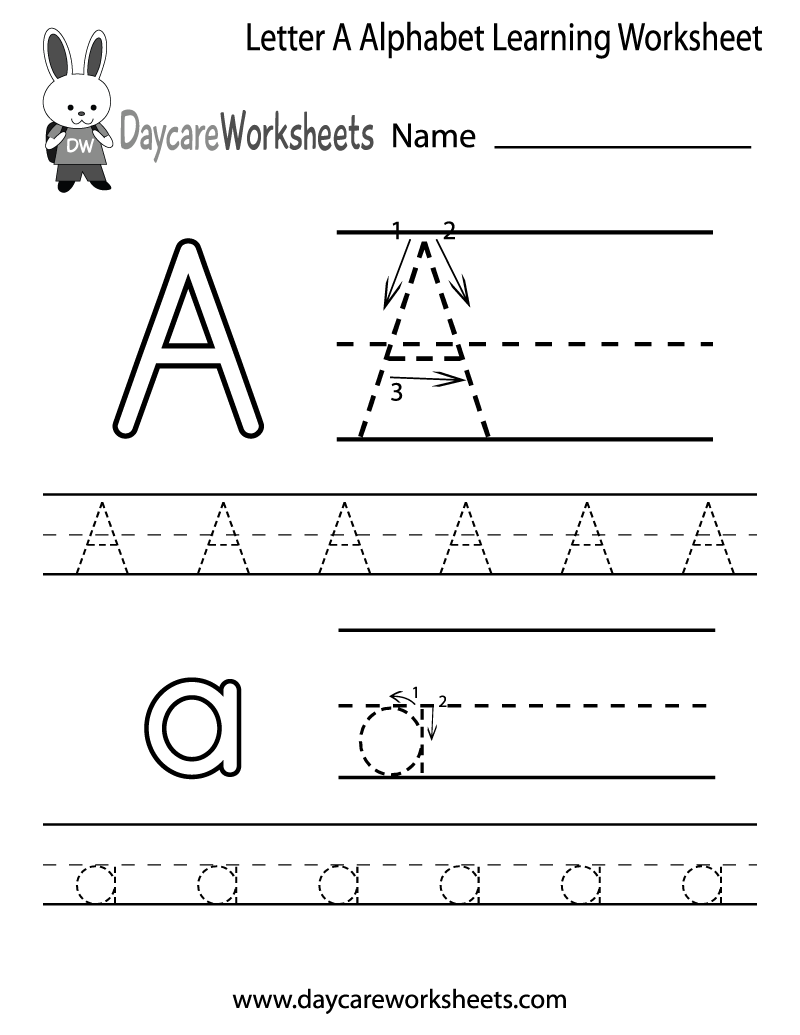 Free Printable Letter A Alphabet Learning Worksheet For Preschool