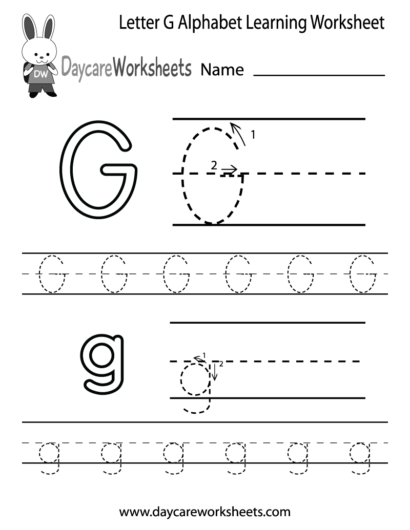 Free Printable Letter G Alphabet Learning Worksheet For Preschool