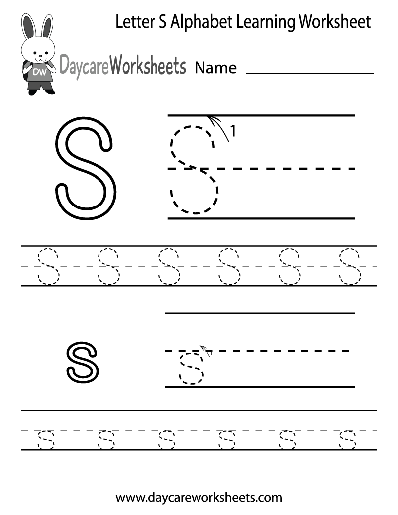 Free Printable Letter S Alphabet Learning Worksheet For Preschool