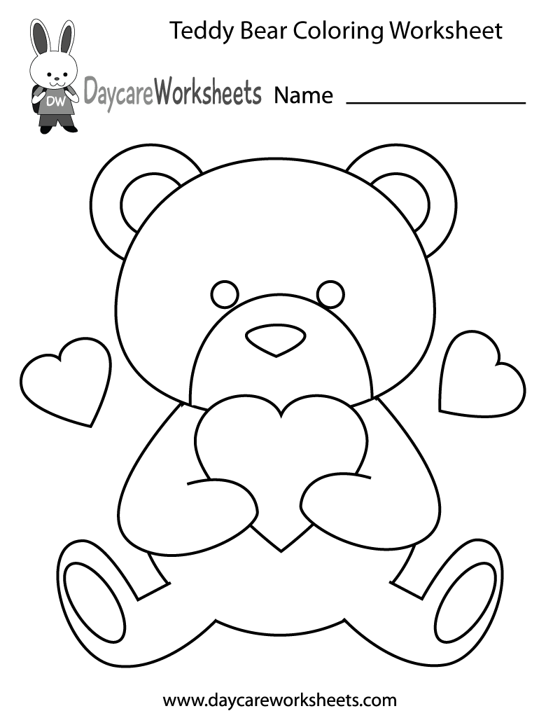 Free Preschool Teddy Bear Coloring Worksheet