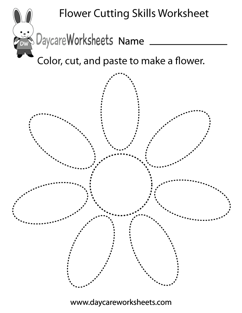 Free Preschool Flower Cutting Skills Worksheet