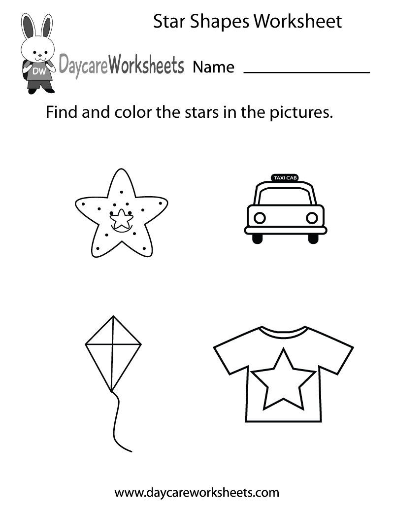 star shape worksheets for preschool Geometric shape counting and tracing: star