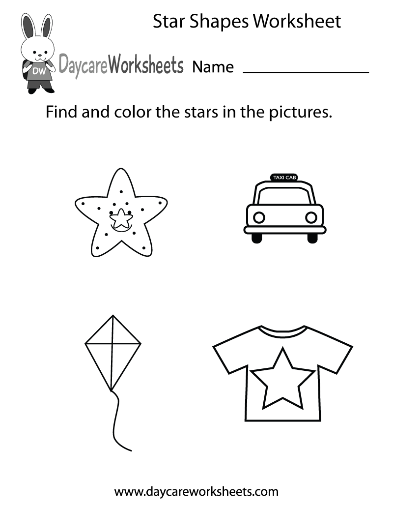 Free Star Shapes Worksheet for Preschool