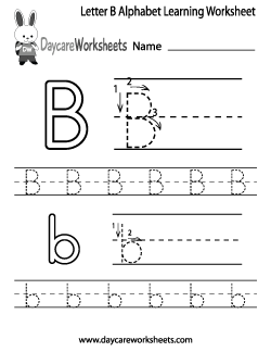 Preschool Letter B Alphabet Learning Worksheet