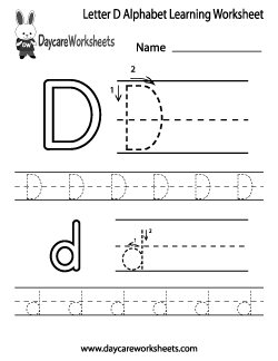 Preschool Letter D Alphabet Learning Worksheet
