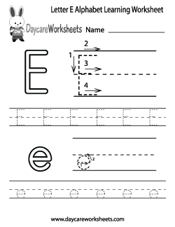 Preschool Letter E Alphabet Learning Worksheet