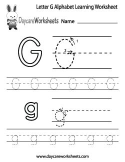 Preschool Letter G Alphabet Learning Worksheet