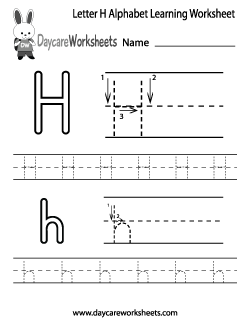 Preschool Letter H Alphabet Learning Worksheet