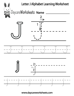 Preschool Letter J Alphabet Learning Worksheet