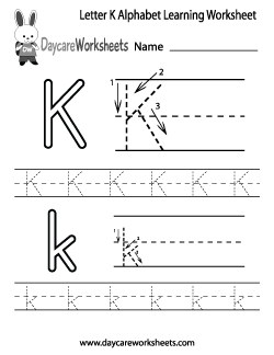 Preschool Letter K Alphabet Learning Worksheet