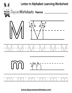 Preschool Letter M Alphabet Learning Worksheet