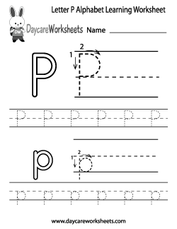 Preschool Letter P Alphabet Learning Worksheet