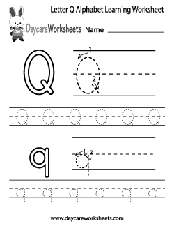 Preschool Letter Q Alphabet Learning Worksheet