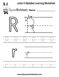 Preschool Letter R Alphabet Learning Worksheet