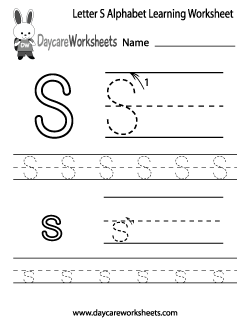 Preschool Letter S Alphabet Learning Worksheet