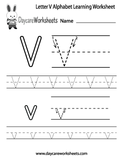Preschool Letter V Alphabet Learning Worksheet