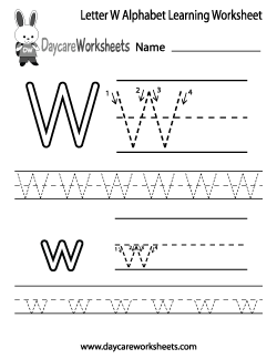 Preschool Letter W Alphabet Learning Worksheet