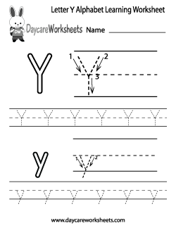 Preschool Letter Y Alphabet Learning Worksheet