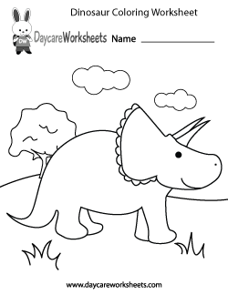 Preschool Dinosaur Coloring Worksheet