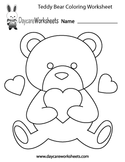 Preschool Teddy Bear Coloring Worksheet