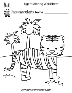 Preschool Tiger Coloring Worksheet