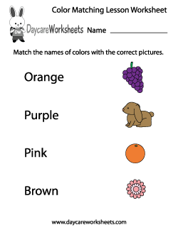 Preschool Color Matching Lesson Worksheet