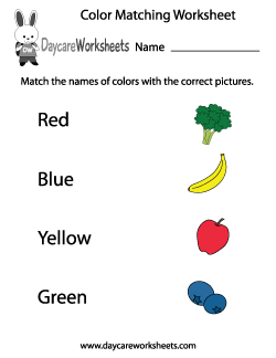 Preschool Color Matching Worksheet