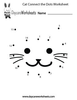 Preschool Cat Connect the Dots Worksheet