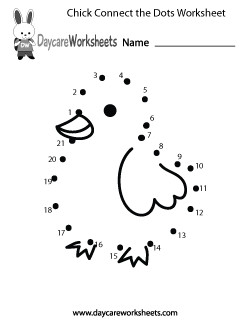 Preschool Chick Connect the Dots Worksheet