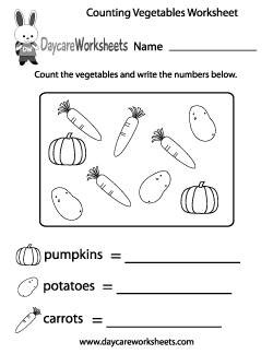 Preschool Counting Vegetables Worksheet