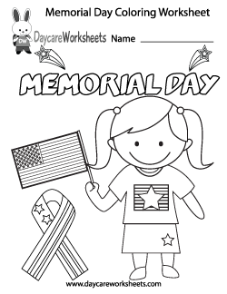 Preschool Memorial Day Coloring Worksheet