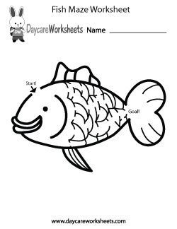 Preschool Fish Maze Worksheet