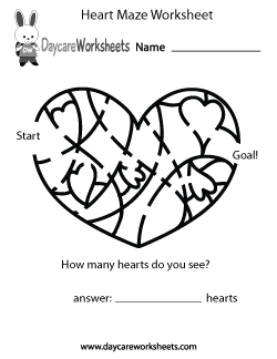 Preschool Heart Maze Worksheet