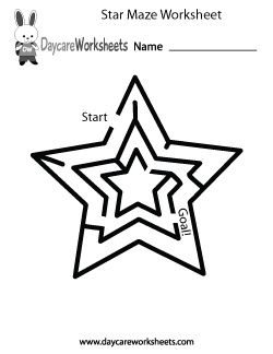 Preschool Star Maze Worksheet