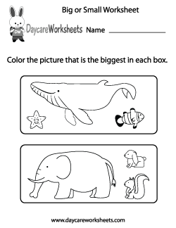 Preschool Big or Small Worksheet