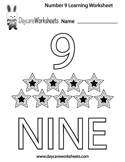 Preschool Number Nine Learning Worksheet