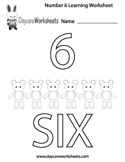 Preschool Number Six Learning Worksheet