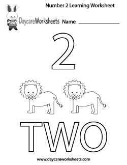 Preschool Number Two Learning Worksheet