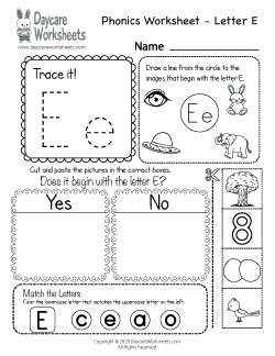 Preschool Beginning Sounds Letter E Phonics Worksheet