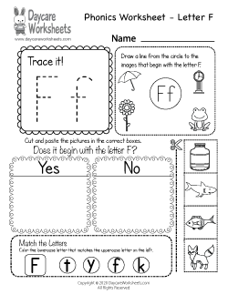 Preschool Beginning Sounds Letter F Phonics Worksheet