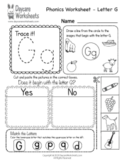 Preschool Beginning Sounds Letter G Phonics Worksheet