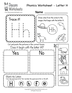 Preschool Beginning Sounds Letter H Phonics Worksheet