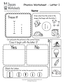 Preschool Beginning Sounds Letter I Phonics Worksheet