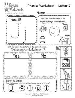 Preschool Beginning Sounds Letter J Phonics Worksheet