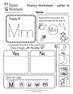Preschool Beginning Sounds Letter M Phonics Worksheet
