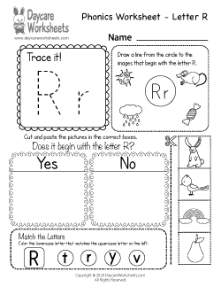 Preschool Beginning Sounds Letter R Phonics Worksheet