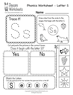 Preschool Beginning Sounds Letter S Phonics Worksheet