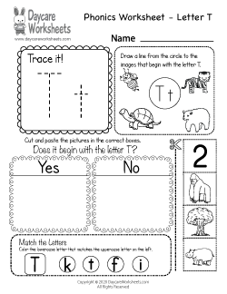 Preschool Beginning Sounds Letter T Phonics Worksheet