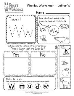 Preschool Beginning Sounds Letter W Phonics Worksheet