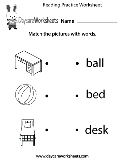 Preschool Reading Practice Worksheet